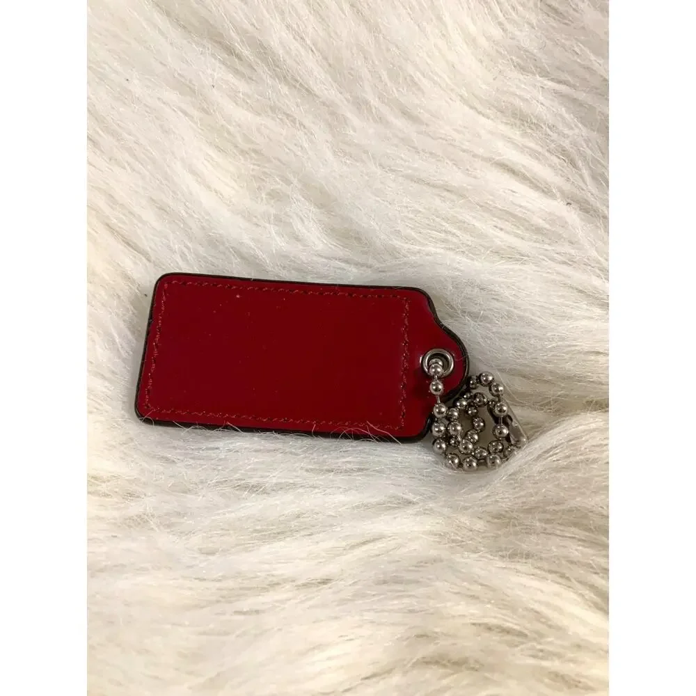 COACH Berry Red Patent Leather Lozenge Hang Tag Purse Charm 2.5